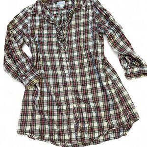 Soft surroundings plaid button up shirt r